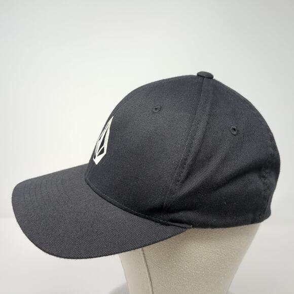 Volcom Fitted Baseball Cap Gray Medium Embroidered Vented Holes 6 Panel Flexfit - Picture 3 of 9
